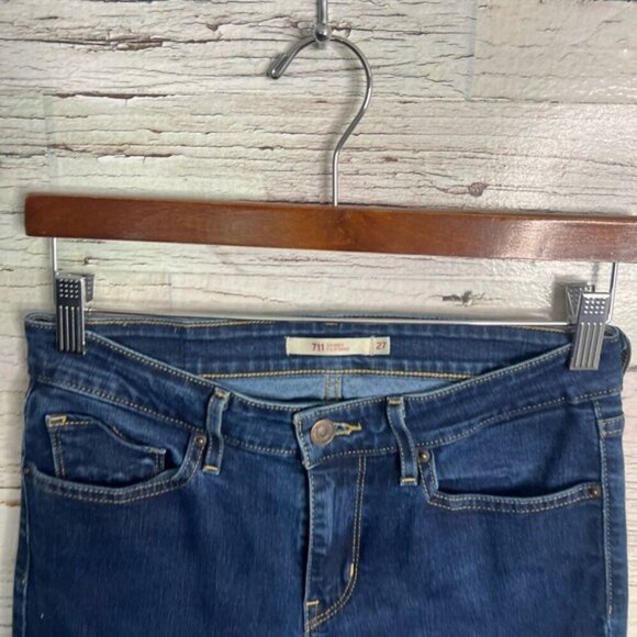 Levis 721 High Rise Skinny Womens Jeans Size 27 Blue Denim Stretch - Picture 4 of 8
